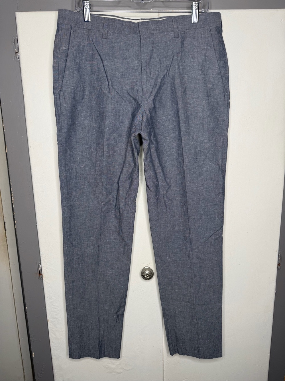 j crew men ludlow slim cotton linen pants size 32x32 blue